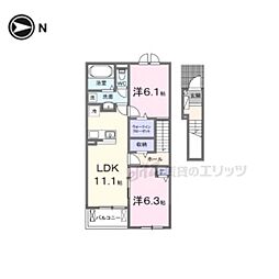 ヒカルサ仰木の里II 2LDKの間取図画像