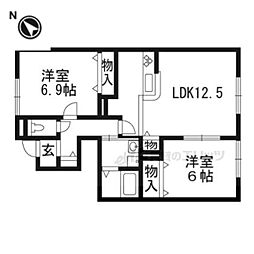 グランドゥール御園 2LDKの間取図画像