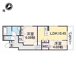栗東市霊仙寺3丁目アパート 2LDKの間取図画像