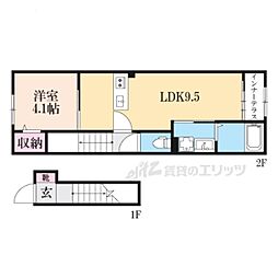 (仮)草津市草津3丁目新築アパート 1LDKの間取図画像