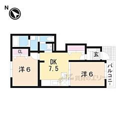 ル・モンド・ビジュー 2DKの間取図画像