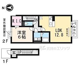 リビングタウン唐崎A 1LDKの間取図画像