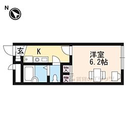 レオパレスHIBIKI 1Kの間取図画像