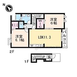 アルモニー1 2LDKの間取図画像