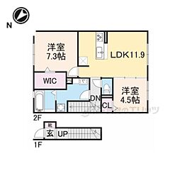 ベルフルール 2LDKの間取図画像