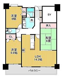 アンピール教育大前2 3LDKの間取図画像