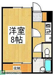 京王相模原線 稲城駅 徒歩8分の賃貸アパート 1階1Kの間取り
