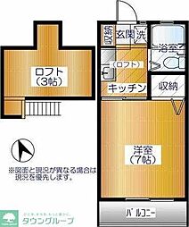 ジュネスパート2 1Kの間取図画像