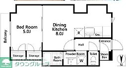 第2ウィスタリアマンション 1DKの間取図画像