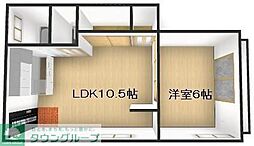 ハイツタツミA 1LDKの間取図画像
