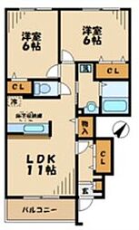 ペア・ガーデン 2LDKの間取図画像