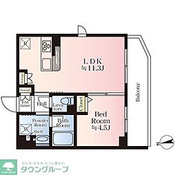 リージア新百合ヶ丘サウスコート 1LDKの間取図画像