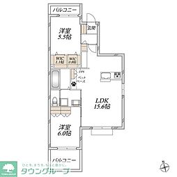メゾンドゥミューズ 2LDKの間取図画像