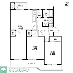 アドリーム新百合ヶ丘 2LDKの間取図画像