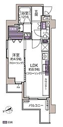 サンセール神楽坂 1LDKの間取図画像