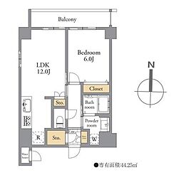 プレール・ドゥーク早稲田2 1LDKの間取図画像