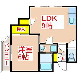 山下ビル 1LDKの間取図画像