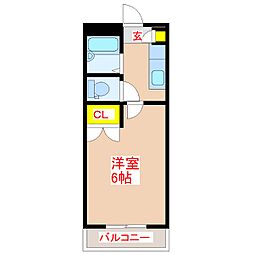 パルム中央 1Kの間取図画像