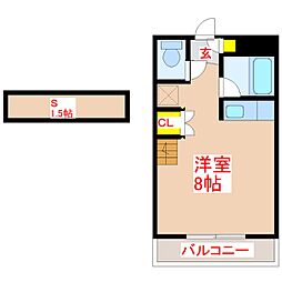 上之園フラッツ ワンルームの間取図画像