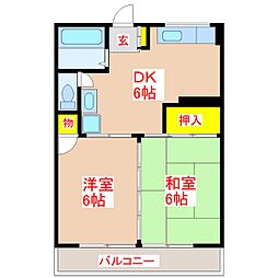 エルレープf 2DKの間取図画像