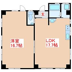 西村ビル 1LDKの間取図画像