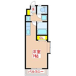 ビバリーズ21 ワンルームの間取図画像