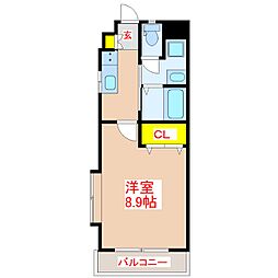 グランディールN 1Kの間取図画像