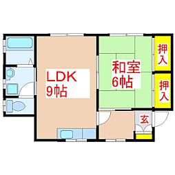 ディアス薬師 1LDKの間取図画像