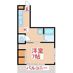 高田ビル 1Kの間取図画像