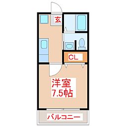 ディライトハイムA 1Kの間取図画像