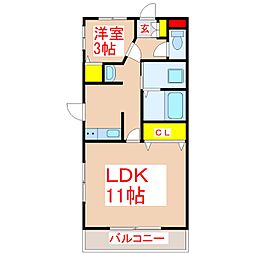 プラザK&H 1LDKの間取図画像