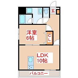 Nフラット 1LDKの間取図画像