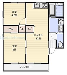 サンライズC 2LDKの間取図画像