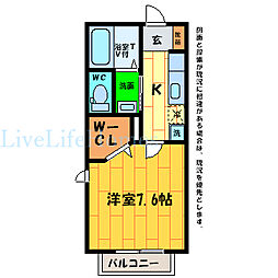 シャーメゾンwithK 1Kの間取図画像