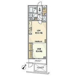 JR山手線 目黒駅 徒歩7分の賃貸マンション 1階1LDKの間取り