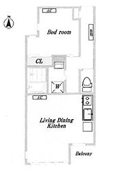 都営三田線 白金高輪駅 徒歩12分の賃貸マンション 4階1DKの間取り