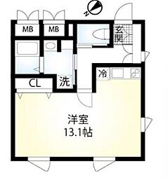 東京メトロ千代田線 明治神宮前駅 徒歩10分の賃貸マンション 3階ワンルームの間取り