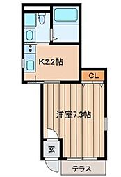 東京メトロ東西線 落合駅 徒歩5分の賃貸マンション 1階1Kの間取り