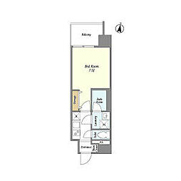 ラドゥセール東中野 1Kの間取図画像