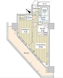 ユニゾンタワー東中野 1LDKの間取図画像