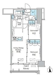 パークアクシス新宿百人町 2LDKの間取図画像