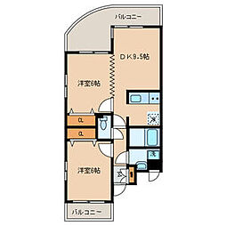 ミヤコマンション 2DKの間取図画像