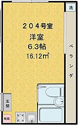 アーバ・ハイツ西早稲田 ワンルームの間取図画像