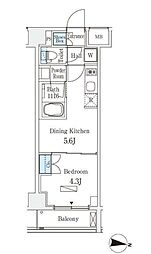 ラティエラ中野新井 1DKの間取図画像