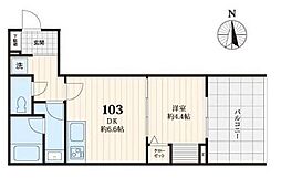 東京メトロ丸ノ内線 荻窪駅 徒歩8分の賃貸マンション 1階1DKの間取り