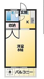 JR中央線 高円寺駅 徒歩6分の賃貸マンション 2階1Kの間取り