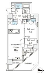 ラティエラ中野新井 2LDKの間取図画像