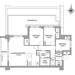 コンフォリア・リヴ永福町 3LDKの間取図画像