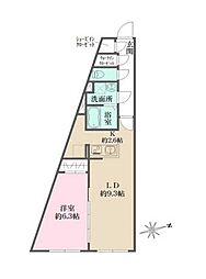 グローリオシェルト杉並方南町 1DKの間取図画像