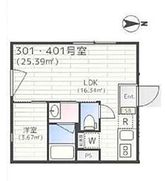 中野区中野3丁目マンション 1DKの間取図画像